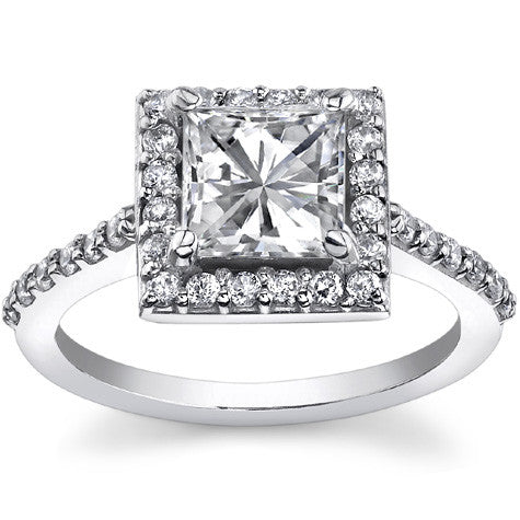 Princess Halo Moissanite Engagement Ring