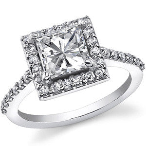 Princess Halo Moissanite Engagement Ring