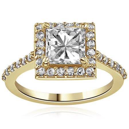 Princess Halo Moissanite Engagement Ring