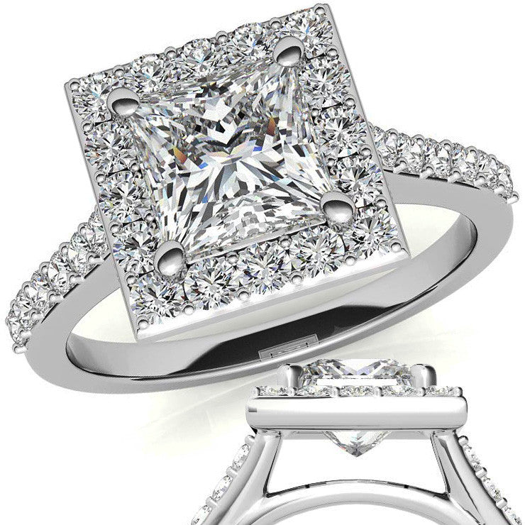 Princess Halo Moissanite Engagement Ring