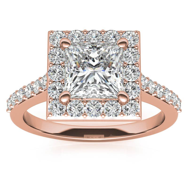Princess Halo Moissanite Engagement Ring