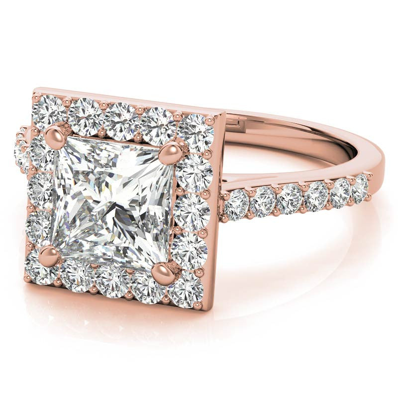 Princess Halo Moissanite Engagement Ring