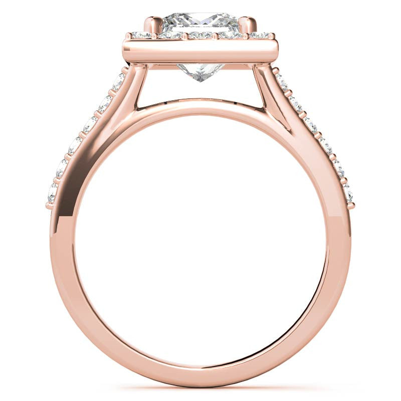 Princess Halo Moissanite Engagement Ring