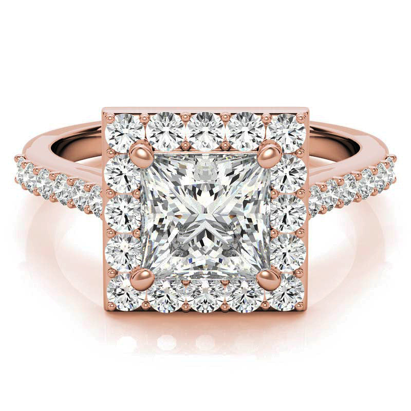 Princess Halo Moissanite Engagement Ring
