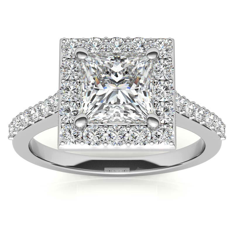 Princess Halo Moissanite Engagement Ring