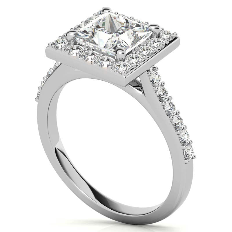 Princess Halo Moissanite Engagement Ring