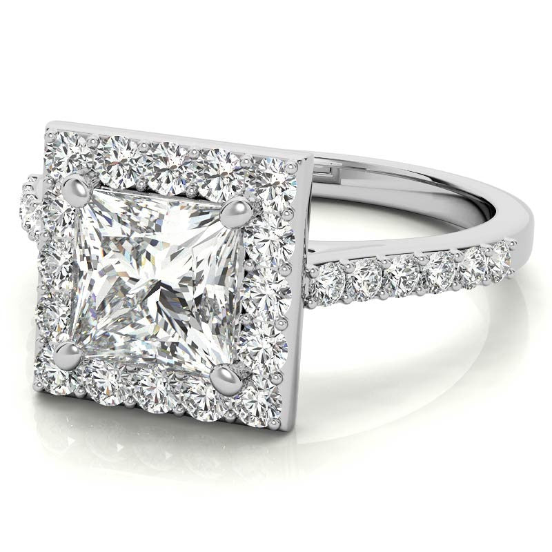 Princess Halo Moissanite Engagement Ring