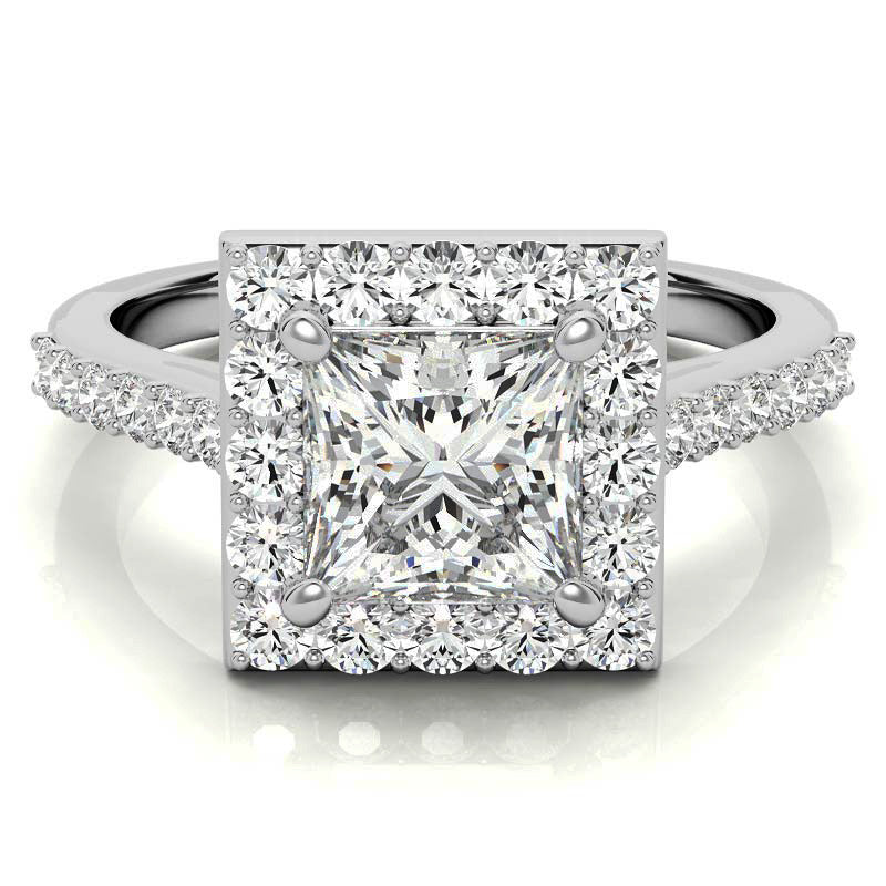 Princess Halo Moissanite Engagement Ring