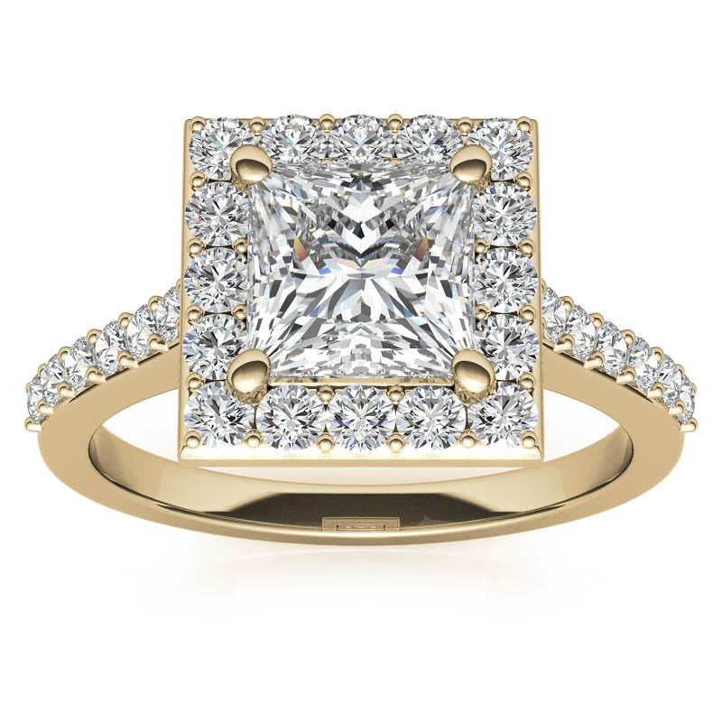 Princess Halo Moissanite Engagement Ring