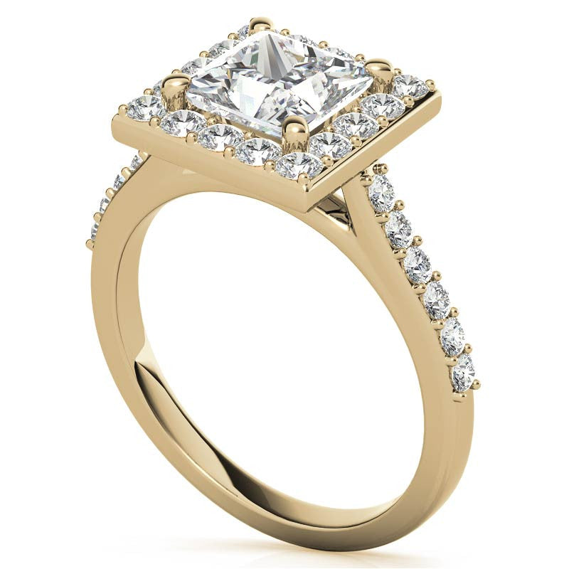 Princess Halo Moissanite Engagement Ring