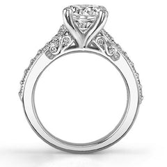 Round or Cushion Antique Style Moissanite Engagement Ring