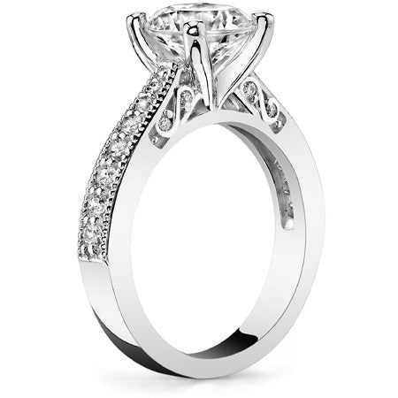 Round or Cushion Antique Style Moissanite Engagement Ring