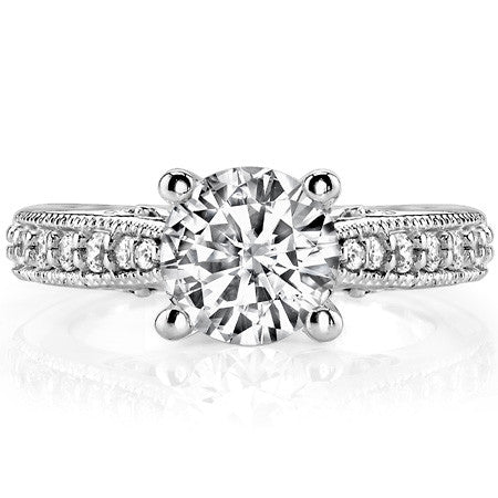 Round or Cushion Antique Style Moissanite Engagement Ring