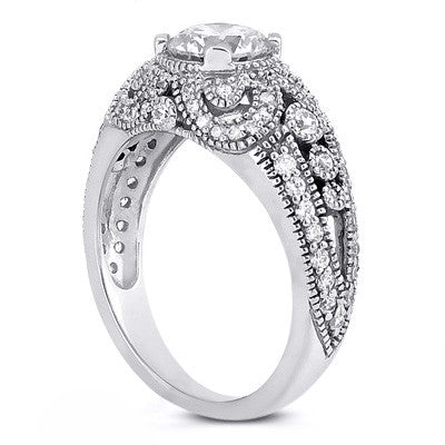 Round Antique Style Moissanite Engagement Ring