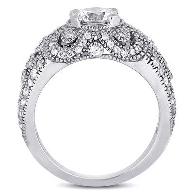 Round Antique Style Moissanite Engagement Ring
