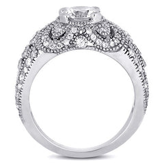 Round Antique Style Moissanite Engagement Ring