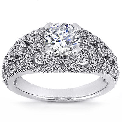 Round Antique Style Moissanite Engagement Ring