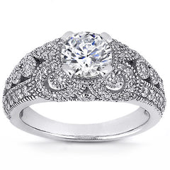 Round Antique Style Moissanite Engagement Ring