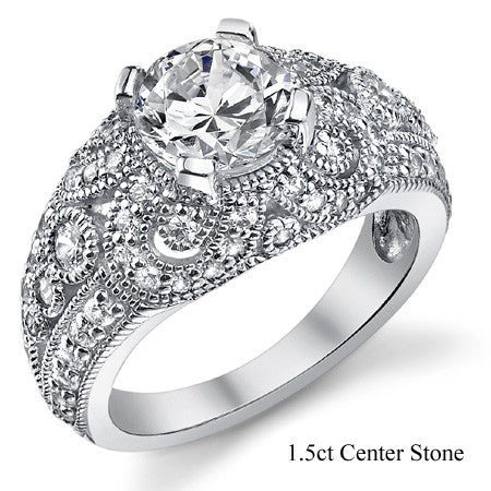 Round Antique Style Moissanite Engagement Ring