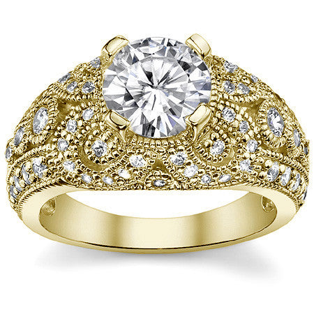 Round Antique Style Moissanite Engagement Ring