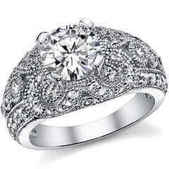 Round Antique Style Moissanite Engagement Ring