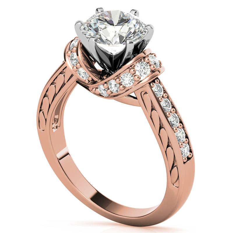 Round Brilliant Moissanite Woven Engagement Ring Setting 0.36ct