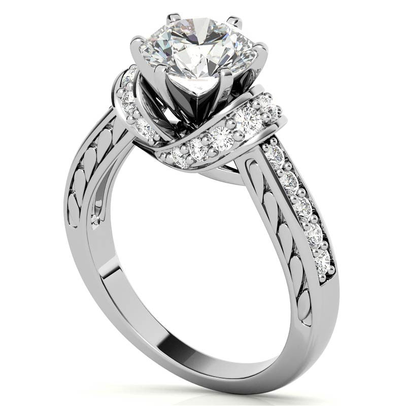 Round Brilliant Moissanite Woven Engagement Ring Setting 0.36ct