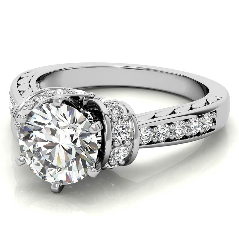 Round Brilliant Moissanite Woven Engagement Ring Setting 0.36ct