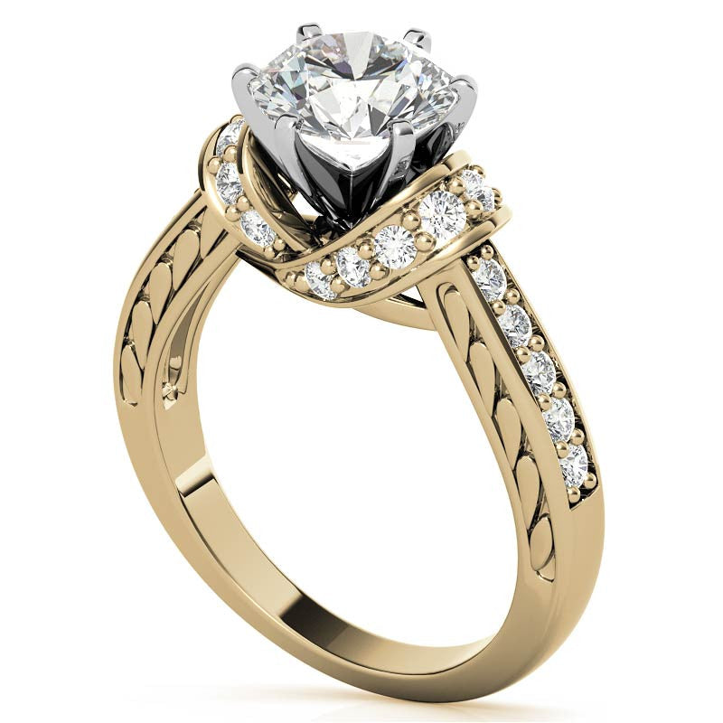 Round Brilliant Moissanite Woven Engagement Ring Setting 0.36ct