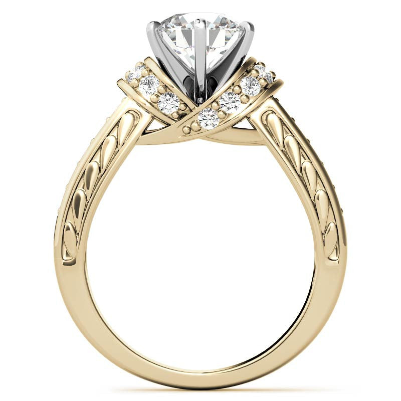 Round Brilliant Moissanite Woven Engagement Ring Setting 0.36ct