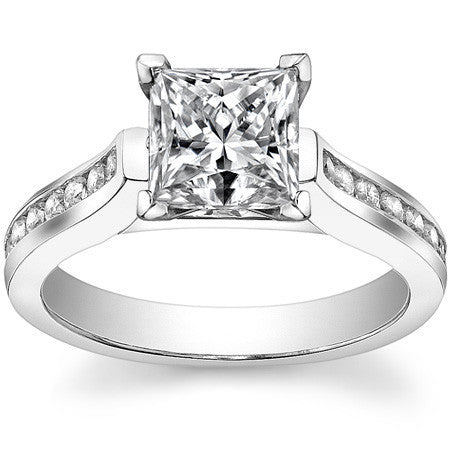 Round Brilliant Moissanite Cathedral Engagement Ring Setting 0.32ct