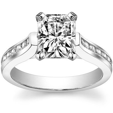 Round Brilliant Moissanite Cathedral Engagement Ring Setting 0.32ct