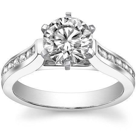 Round Brilliant Moissanite Cathedral Engagement Ring Setting 0.32ct