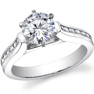 Round Brilliant Moissanite Cathedral Engagement Ring Setting 0.32ct
