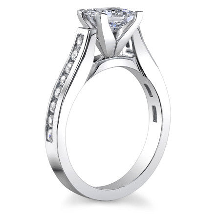 Round Brilliant Moissanite Cathedral Engagement Ring Setting 0.32ct