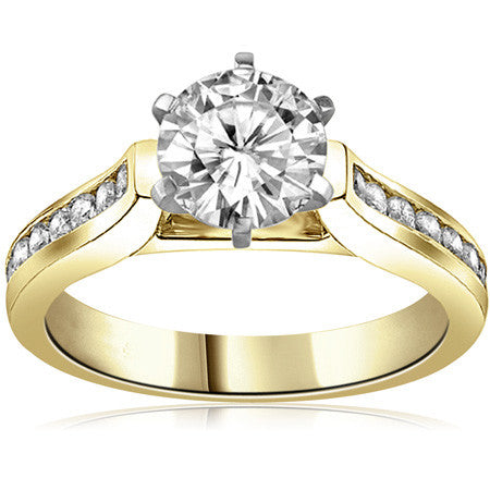 Round Brilliant Moissanite Cathedral Engagement Ring Setting 0.32ct