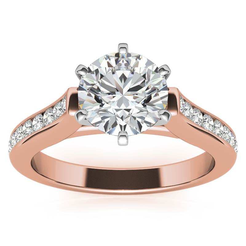 Round Brilliant Moissanite Cathedral Engagement Ring Setting 0.32ct