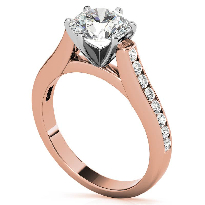Round Brilliant Moissanite Cathedral Engagement Ring Setting 0.32ct