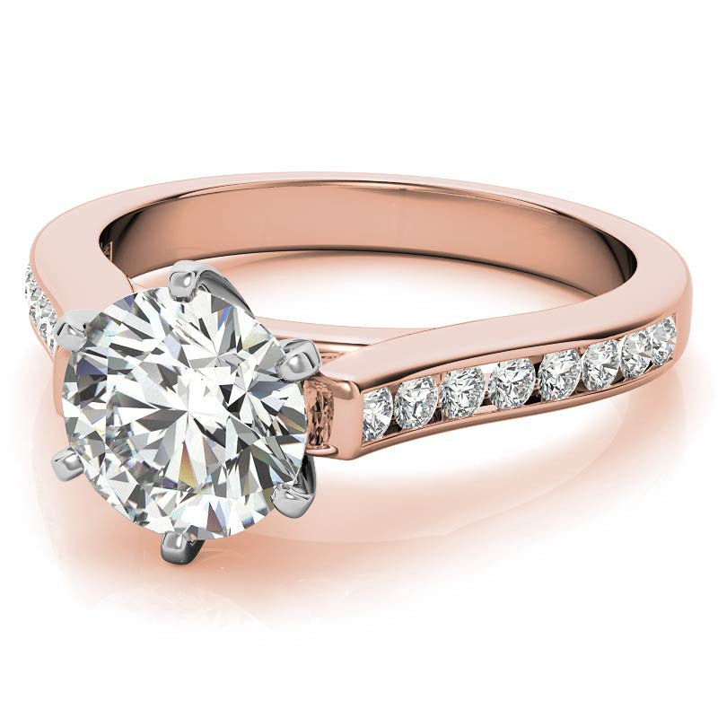 Round Brilliant Moissanite Cathedral Engagement Ring Setting 0.32ct
