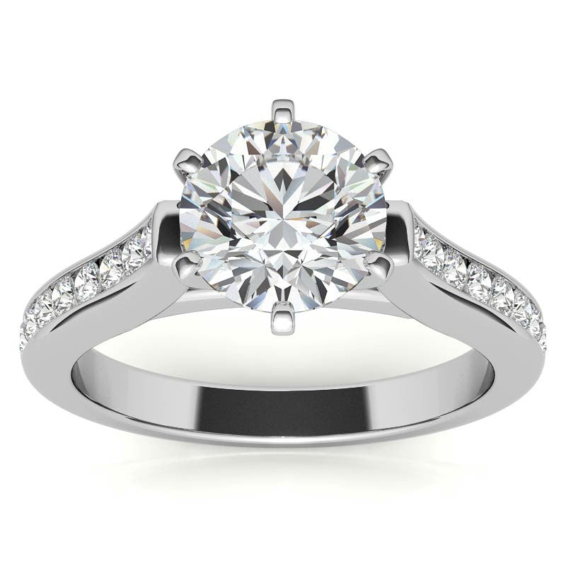 Round Brilliant Moissanite Cathedral Engagement Ring Setting 0.32ct