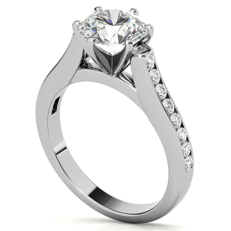 Round Brilliant Moissanite Cathedral Engagement Ring Setting 0.32ct