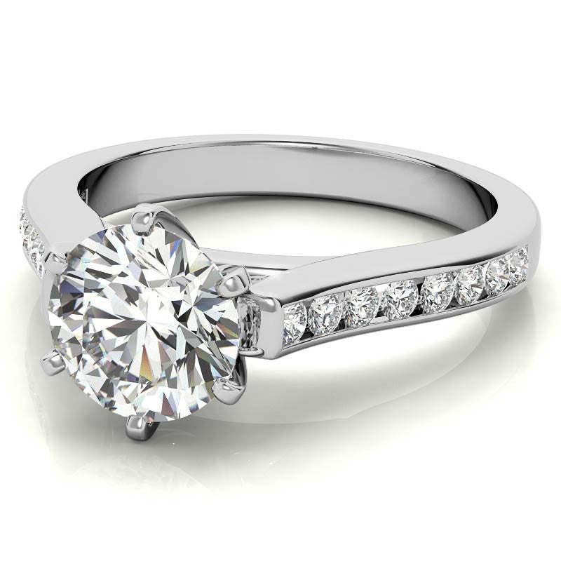 Round Brilliant Moissanite Cathedral Engagement Ring Setting 0.32ct