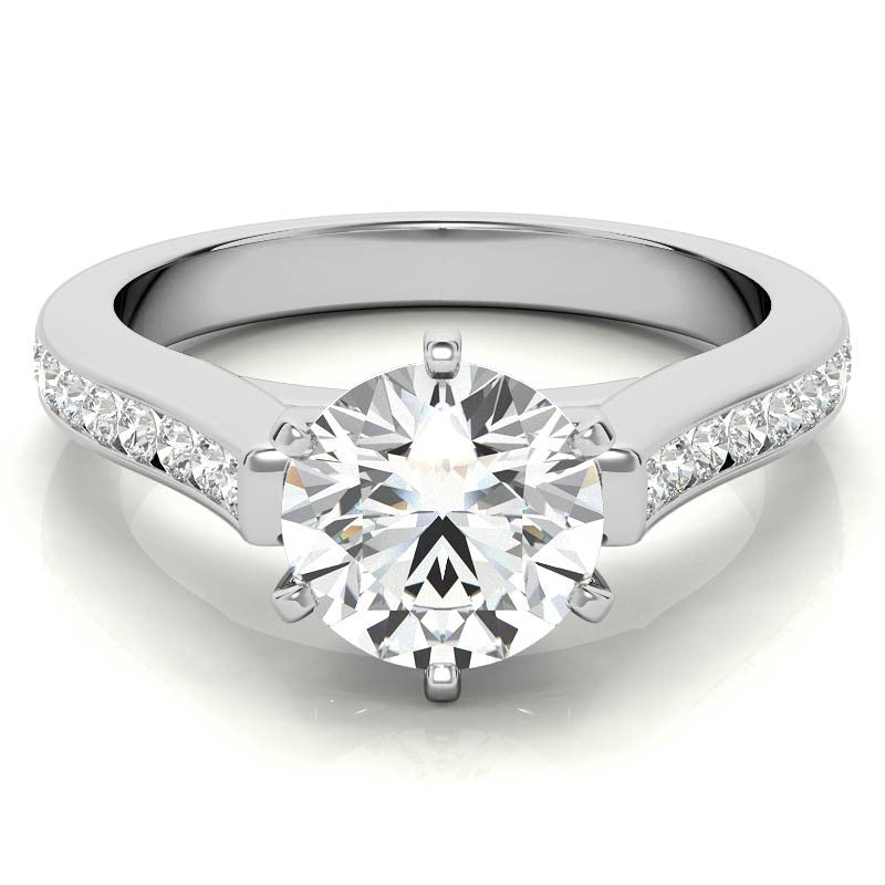Round Brilliant Moissanite Cathedral Engagement Ring Setting 0.32ct
