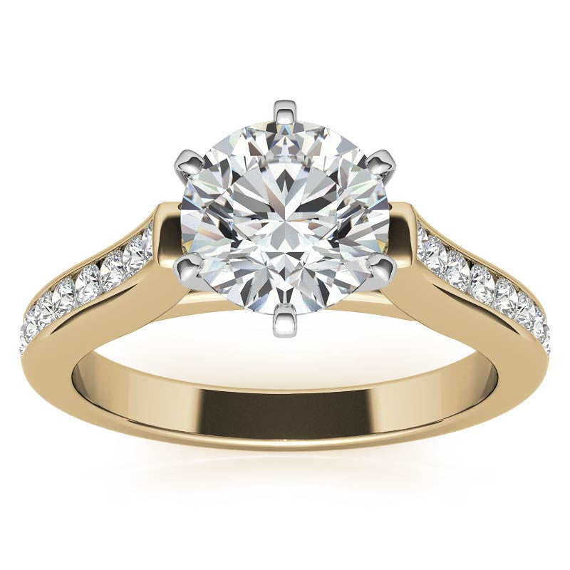 Round Brilliant Moissanite Cathedral Engagement Ring Setting 0.32ct