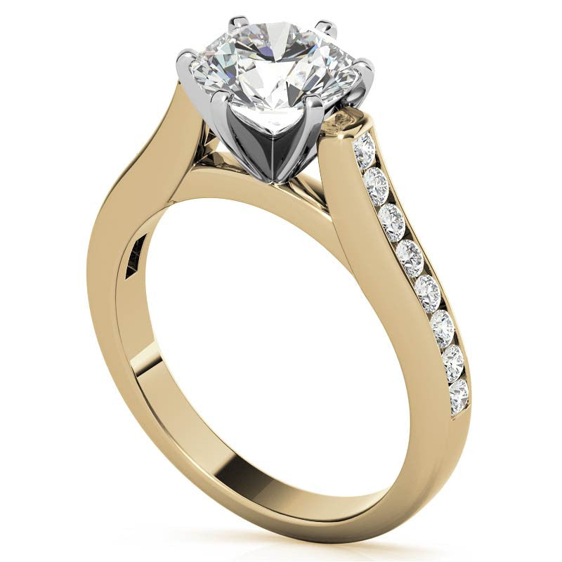 Round Brilliant Moissanite Cathedral Engagement Ring Setting 0.32ct