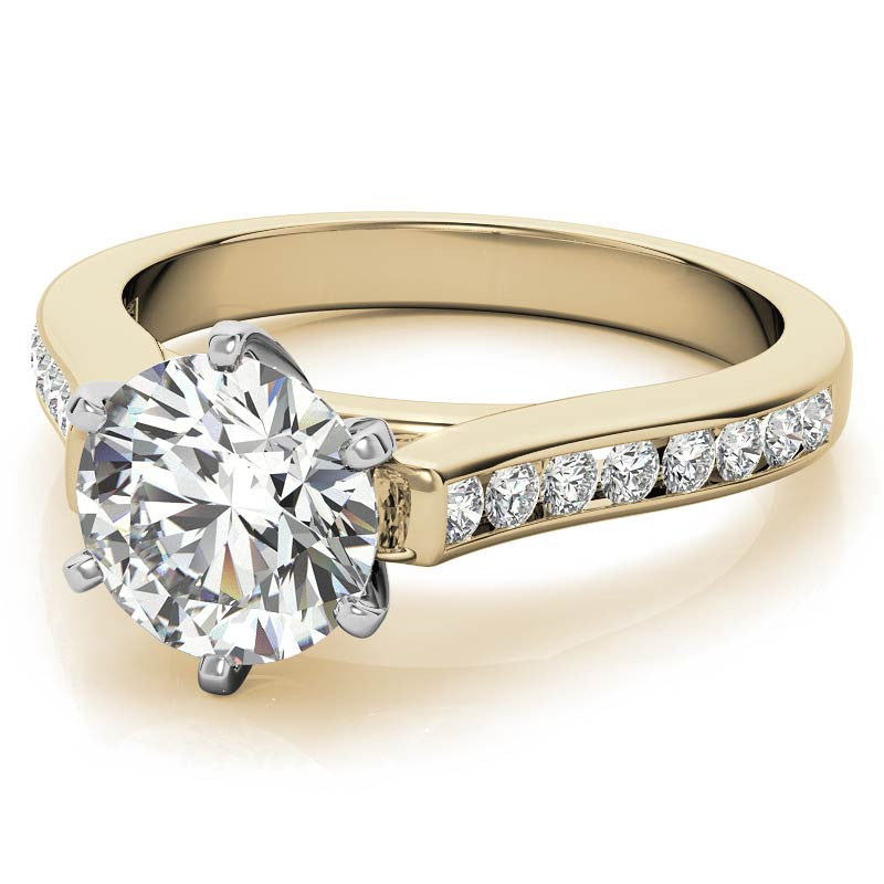 Round Brilliant Moissanite Cathedral Engagement Ring Setting 0.32ct