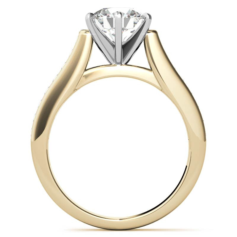 Round Brilliant Moissanite Cathedral Engagement Ring Setting 0.32ct