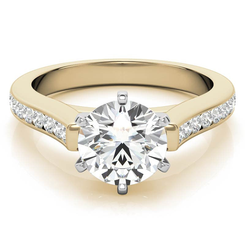 Round Brilliant Moissanite Cathedral Engagement Ring Setting 0.32ct