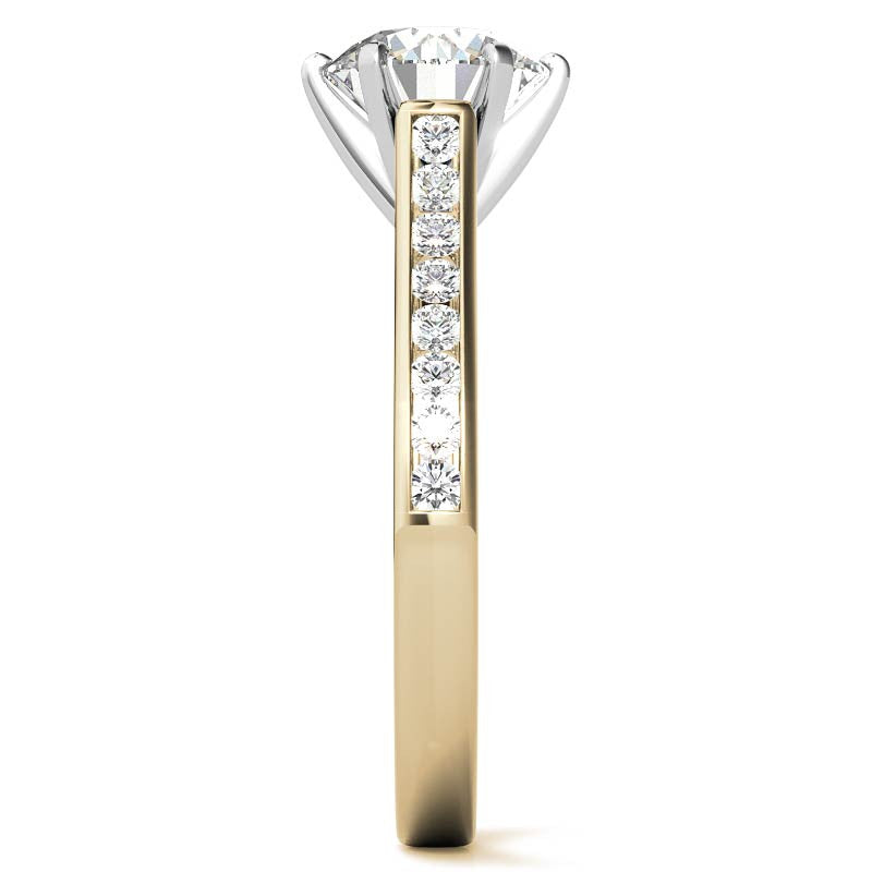 Round Brilliant Moissanite Cathedral Engagement Ring Setting 0.32ct