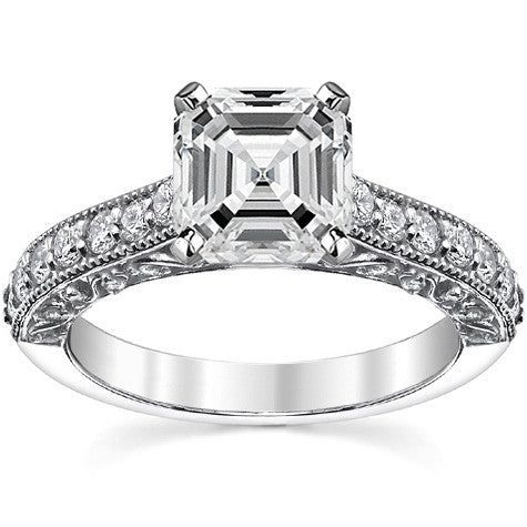 Round Brilliant Moissanite Antique Engagement Ring Setting